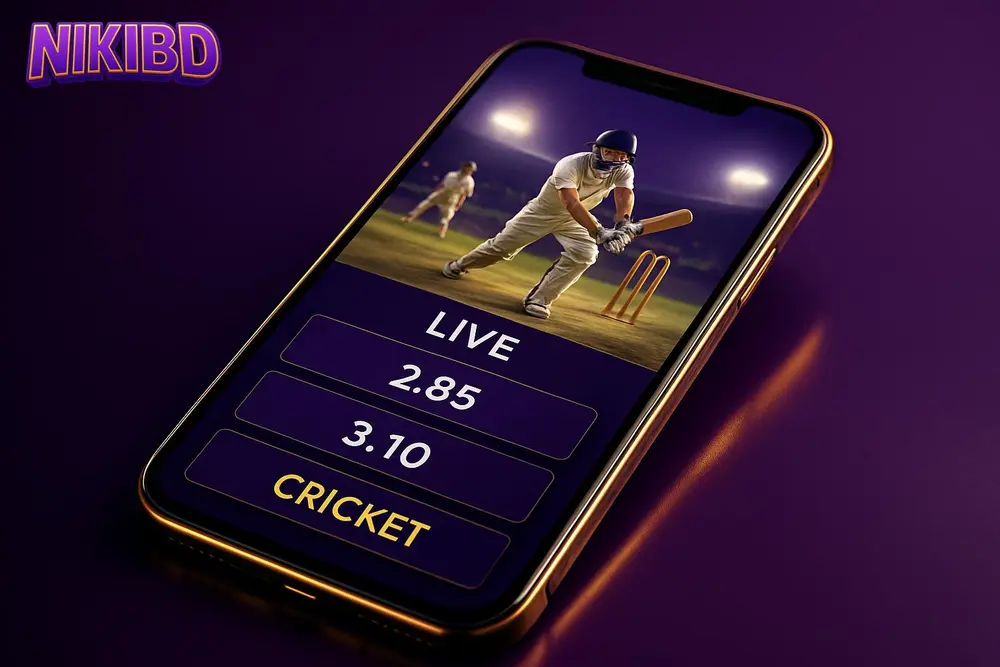 NIKIBD cricket betting — a smartphone showing a live cricket match betting odds screen